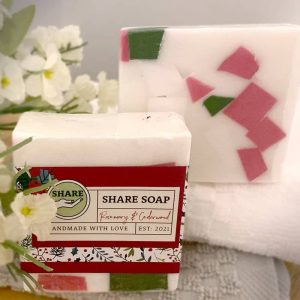 Christmas Holiday Rosemary and Cedarwood Handmade with Love Share Soap