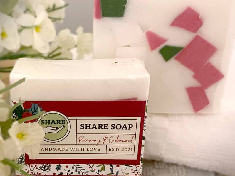 Christmas Holiday Rosemary and Cedarwood Handmade with Love Share Soap